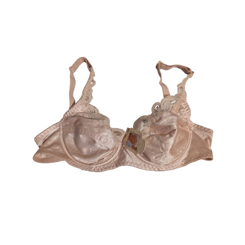 Vintage 70s 80s Rosa Deadstock Bra NWT 34B Nude Satin Lace Coquette Boho
